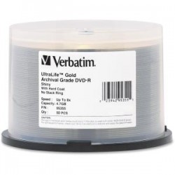 VERBATIM 50 pk DVD-R 4.7GB GLD Archival Grade 8x
