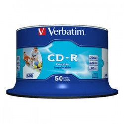 VERBATIM CD-R 80Min 50Pk WHT InkJet 52x
