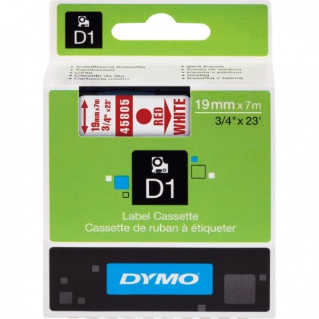 DYMO TAPE D1 19MMX7M RED/WHT